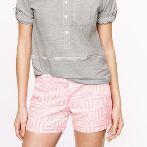 J. Crew Tiki Aztec Chino Shorts hot pink 10 EUC